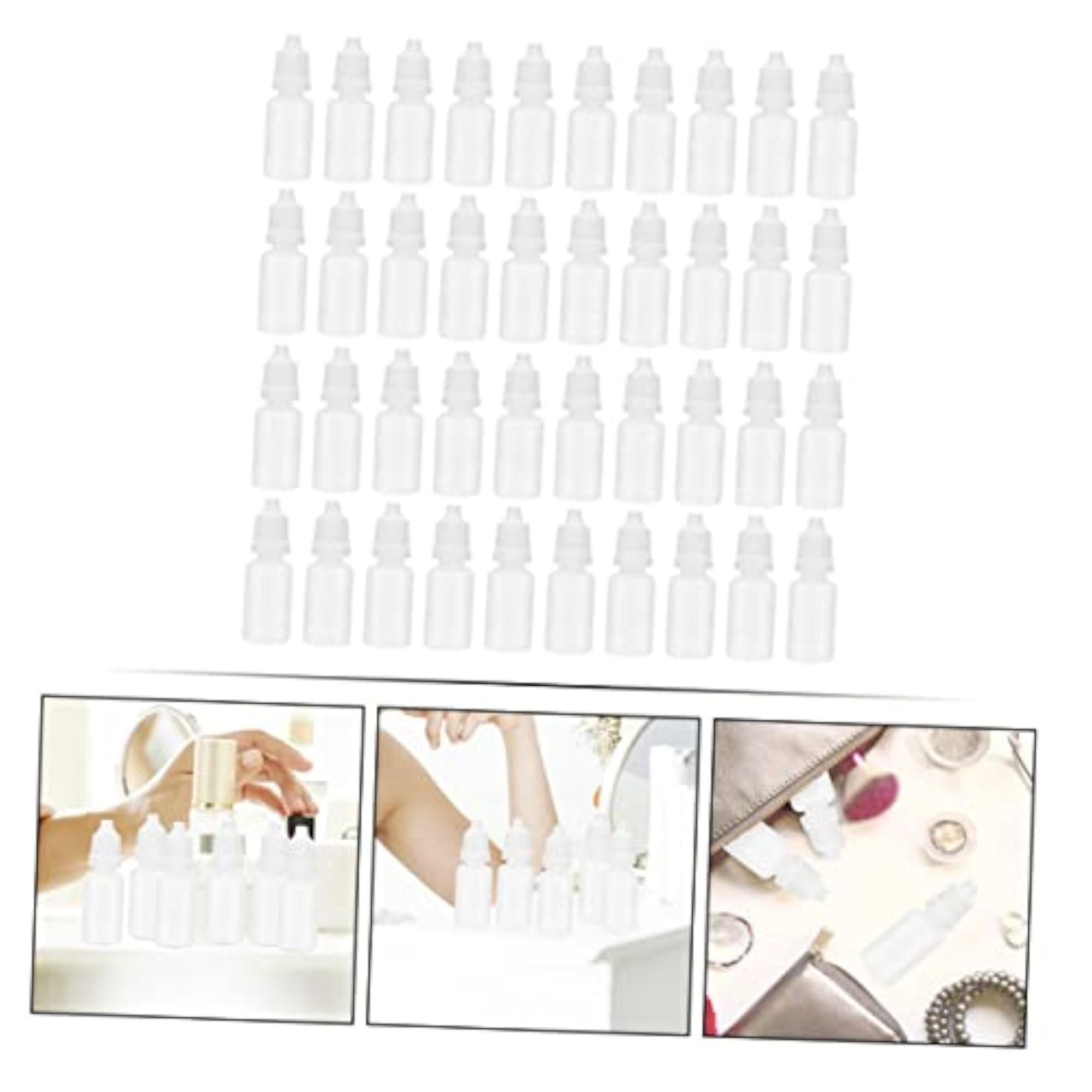 60pcs Transparent Squeezable Eye Dropper Bottles